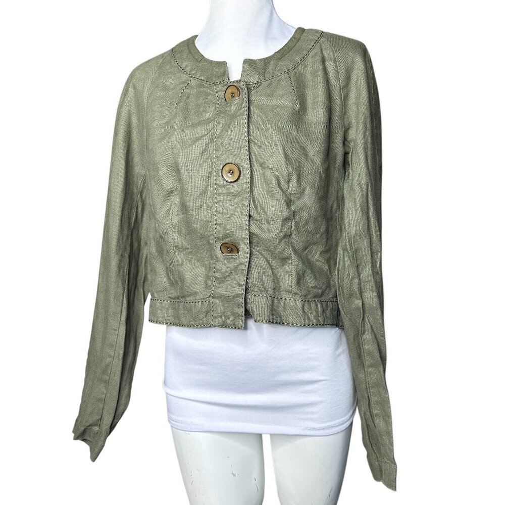Tapemeasure Olive Military Green 6 button up linen